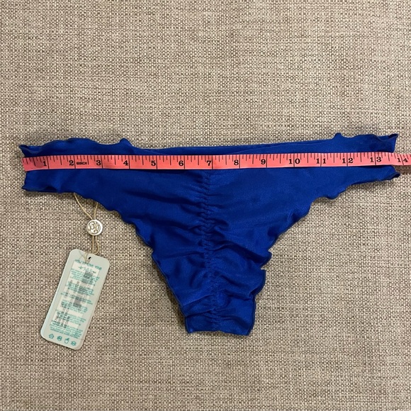 Luli Fama Miami Cosita Buena Bikini Bottoms Swimwear Women’s Size M Blue Ruched - Picture 9 of 9
